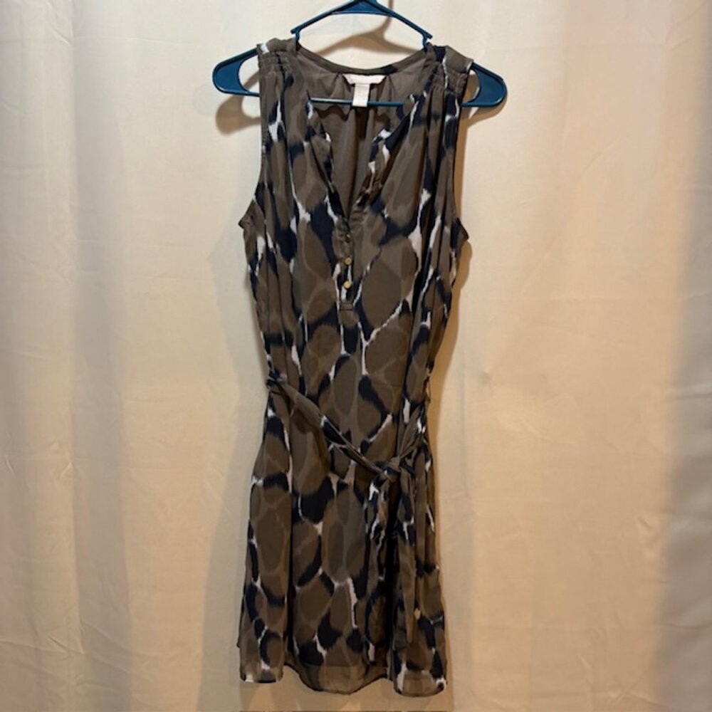 Banana Republic Women's Sleeveless Green and Navy Animal Print Dress, Size 6